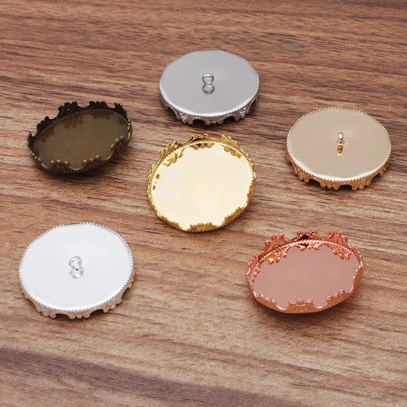 

100pcs 12 15 20 25mm Round Glass Resin Cameo Base Caps Bezel Button Loop Back for Crocheted Doll Stuffed Animal DIY Findings