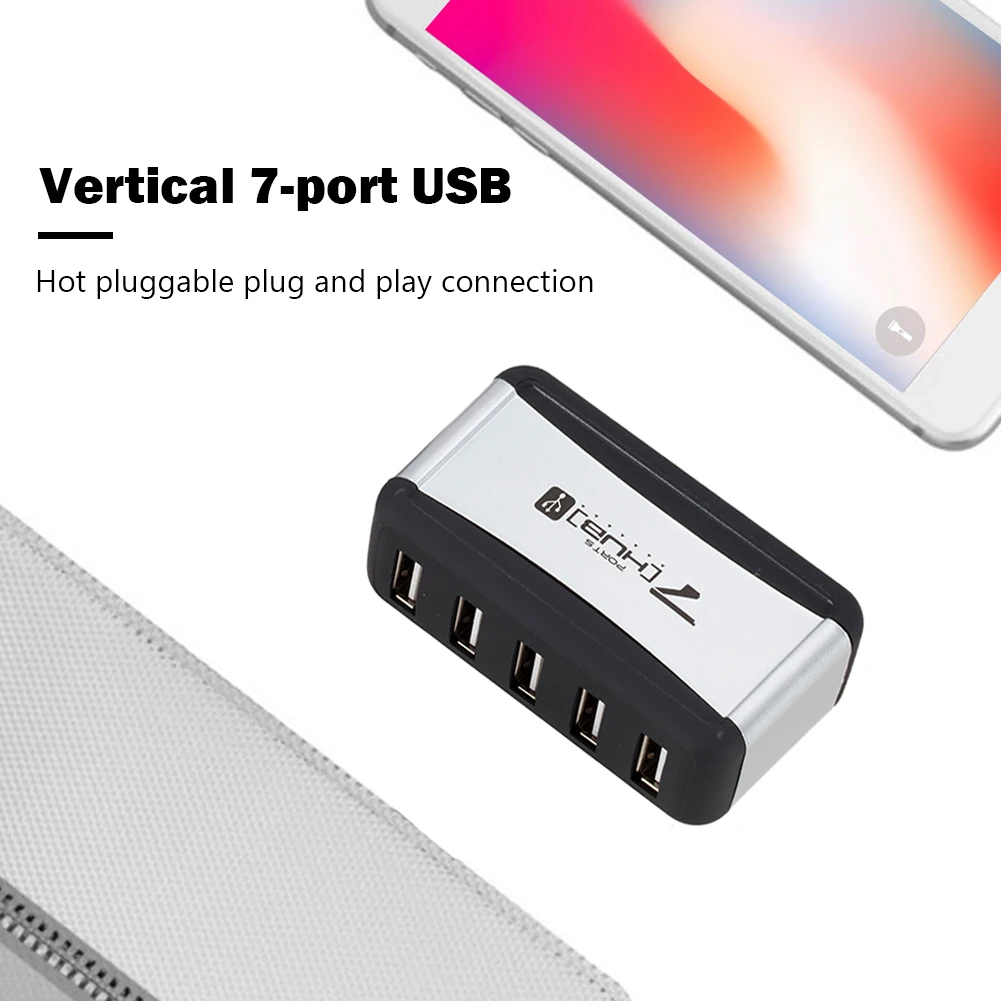 EU/US ปลั๊ก USB Hub 7พอร์ต USB 2.0 Splitter พร้อมอะแดปเตอร์480 Mbps USB 2.0 hub สำหรับ PC คอมพิวเตอร์อุปกรณ์เสริม
