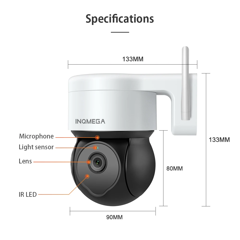 INQMEGA 5MP Tuya Zewnętrzna kamera PTZ Ai Human Detect 1080P Kamera bezpieczeństwa CCTV Dodaj Google home i Alexa Wifi Kamera IP na podwórko