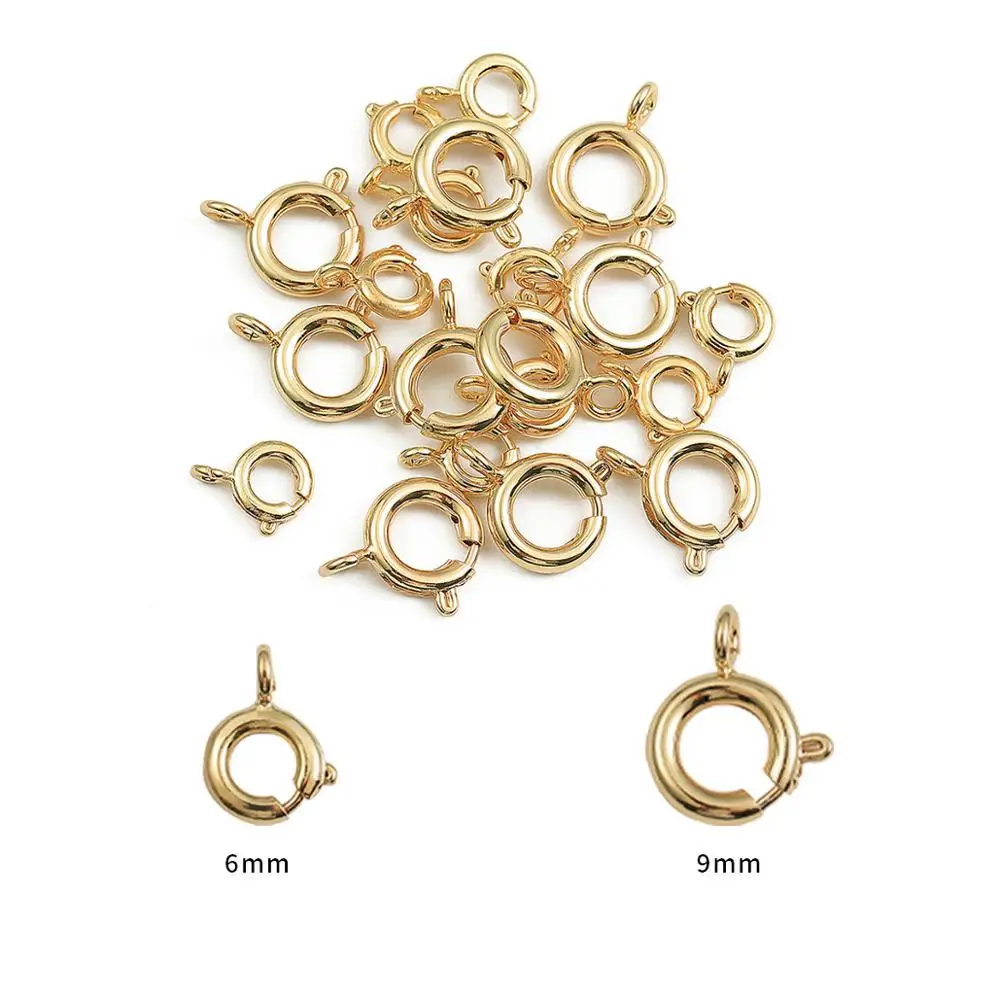 5/20pcs 18K True Gold Plated Copper Spring Ring Clasp With Open Jump Ring Clasps For Chain Bracelet Connectors Jewelry Making