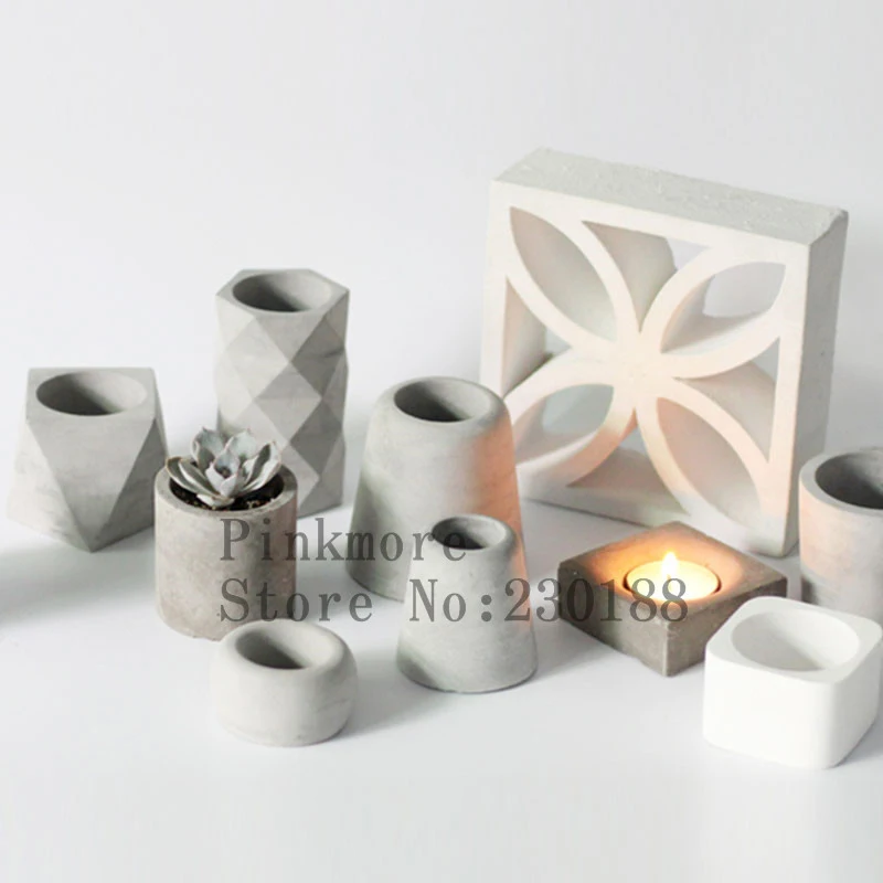 

geometric flower pot silicone mold concrete cement 3d vase handmade cement silicone mold flower pot molds