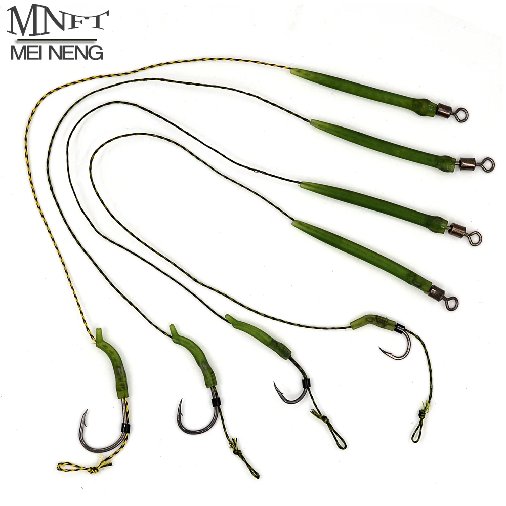 MNFT 8Pcs Carp Fishing Ready Tied Hair Chod Rigs Made Hair Combination Non-stick Coating Barbed Hooks Sizes 2# 4# 6# 8#