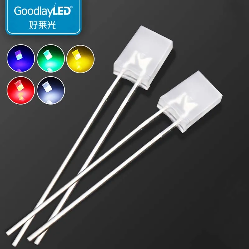 

1000pcs 2X5X7 Square Fog Long Feet Red Blue Green Yellow White Highlight In-Line LED Light-Emitting Diode