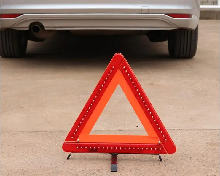 Opvouwbare Wegversperring Led Waarschuwing Driehoek Veiligheid Nood Reflecterende Stop Gevaar Rood Bord Voertuig Nooddriehoek Statief