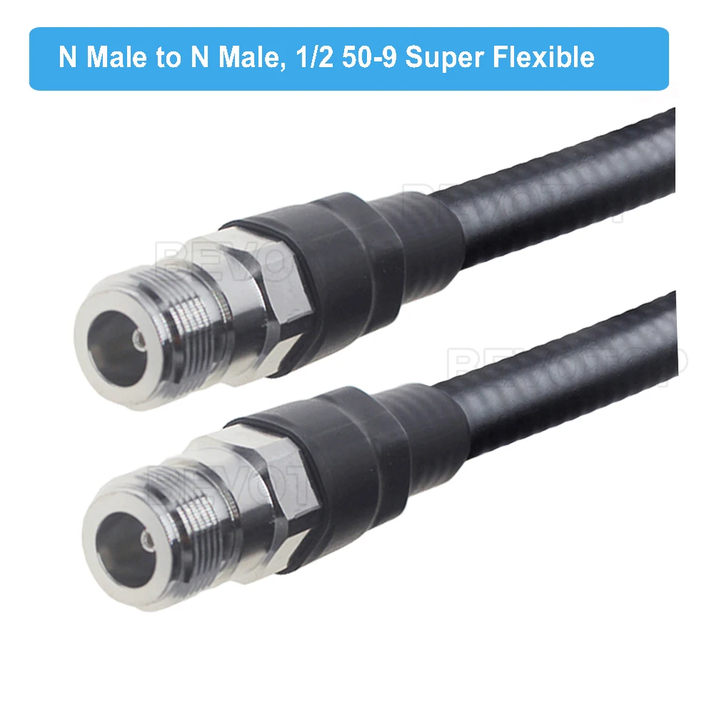 N Male to N Male 1/2 50-9 Jumper Super Flexible Feeder Line RF Coaxial Cable for Base station Cellular Amplifier Signal Booster