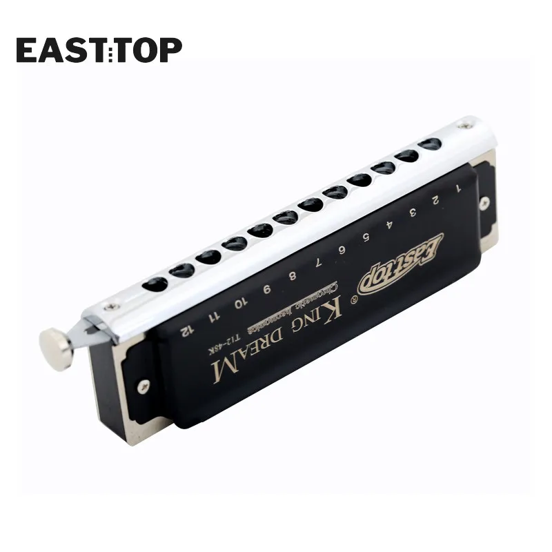 EASTTOP T1248K 12-Hole 48 Tones Chromatic Black Harmonica Key of C for Professional Player Students Beginner