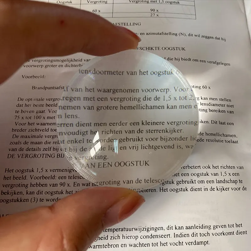 Diameter 50 mm PMMA Acrylic Optical Lens Solar Fresnel Lens Round Concentrating Lens Focal Length 28/50/60/70/80 mm Magnifier