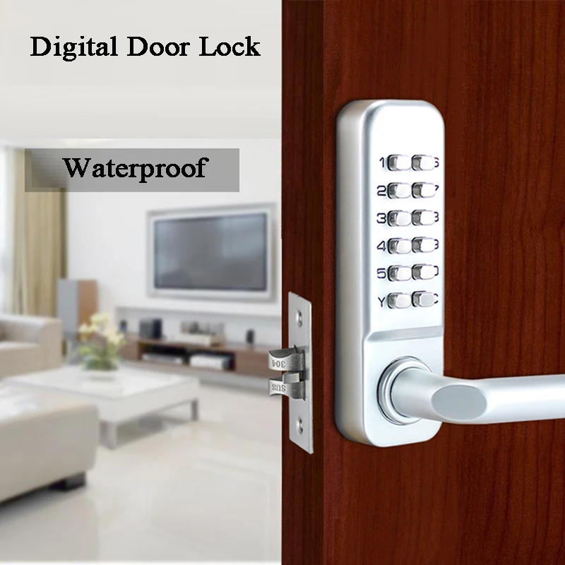 Handle Lock Combination Door Lock Code lock Mechanical Waterproof Lock Golden Lock Bolt LockKeyboard