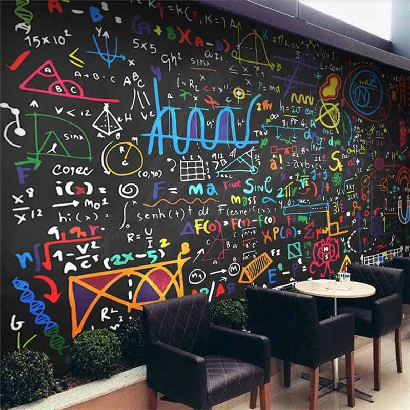 beibehang Customized large wall painter fashion home improvement colorful chalk math formula blackboard background wall