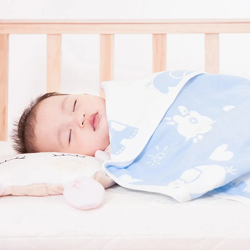 6 طبقات الشاش القطن الشاش منشفة بطانية للأطفال 100% سميكة عالية الجودة منشفة استحمام 110x110 سنتيمتر لمسة ناعمة للأطفال #3