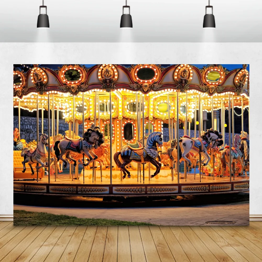 Laeacco الطفل الحصان كاروسيل تسلية حزب صورة التصوير الخلفيات التصوير الخلفيات صورة المتصل استوديو الصور