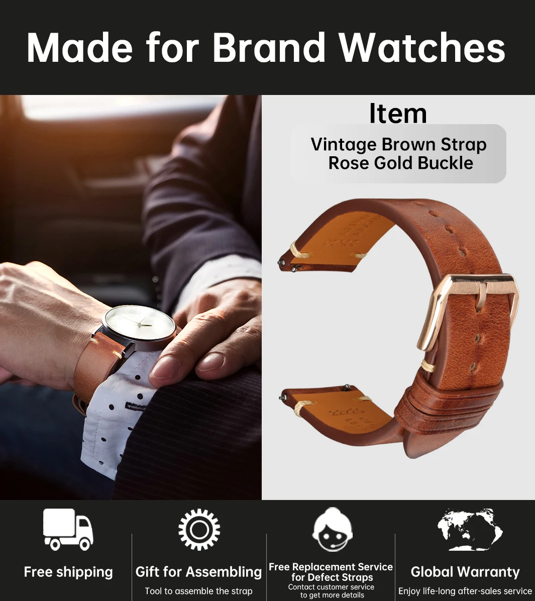 MAIKES handgemaakte horlogeband vlindergesp plantaardig gelooid rundleer gemaakt in Italië Quick Release armband band horlogeband