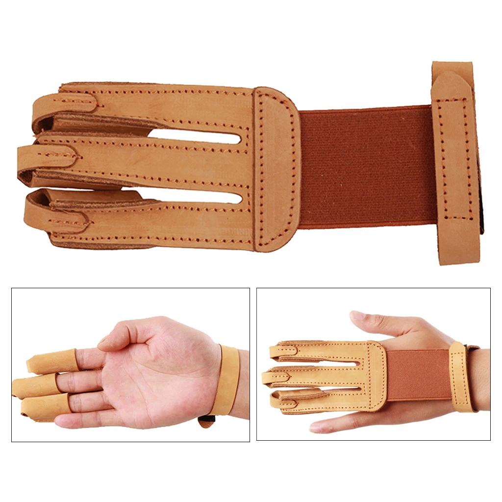 Single Archery 3 Finger Glove Protection Gear Leather Finger Guard Protector