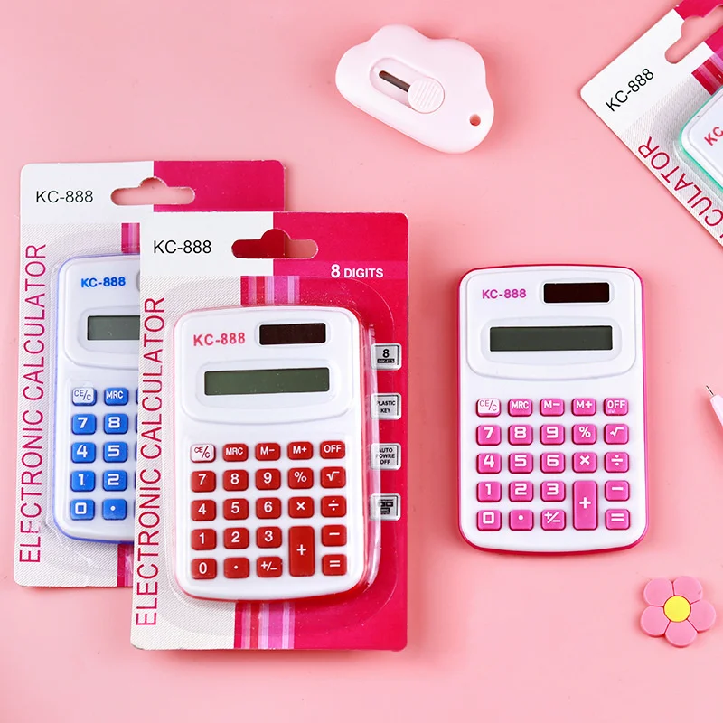 Mini Calculator Children\'s Portable Calculator Candy Color Design Cute 8 Digits LED Calculatrice Student Calculator