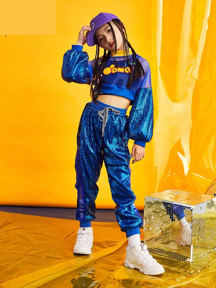 Costume de Jazz et de danse pour enfants, tenue de rue à paillettes, pour spectacle sur scène, vêtements de danse modernes, Hip Hop, nouvelle collection 2020