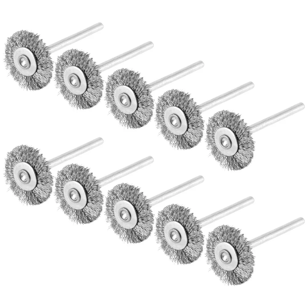 10pc 22mm Steel Wire Wheel Brushes For Mini Drill Rotary Tools Polishing Brush Electric Grinder For Cleaning Flat Wire Wheel