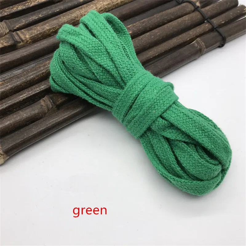 XUNZHE 10 mm *10M Colored Cotton Braided Rope Hollow Flat Twisted Cord Sports Belt DIY Sewing Tape Rope Shoes Hat Decoration