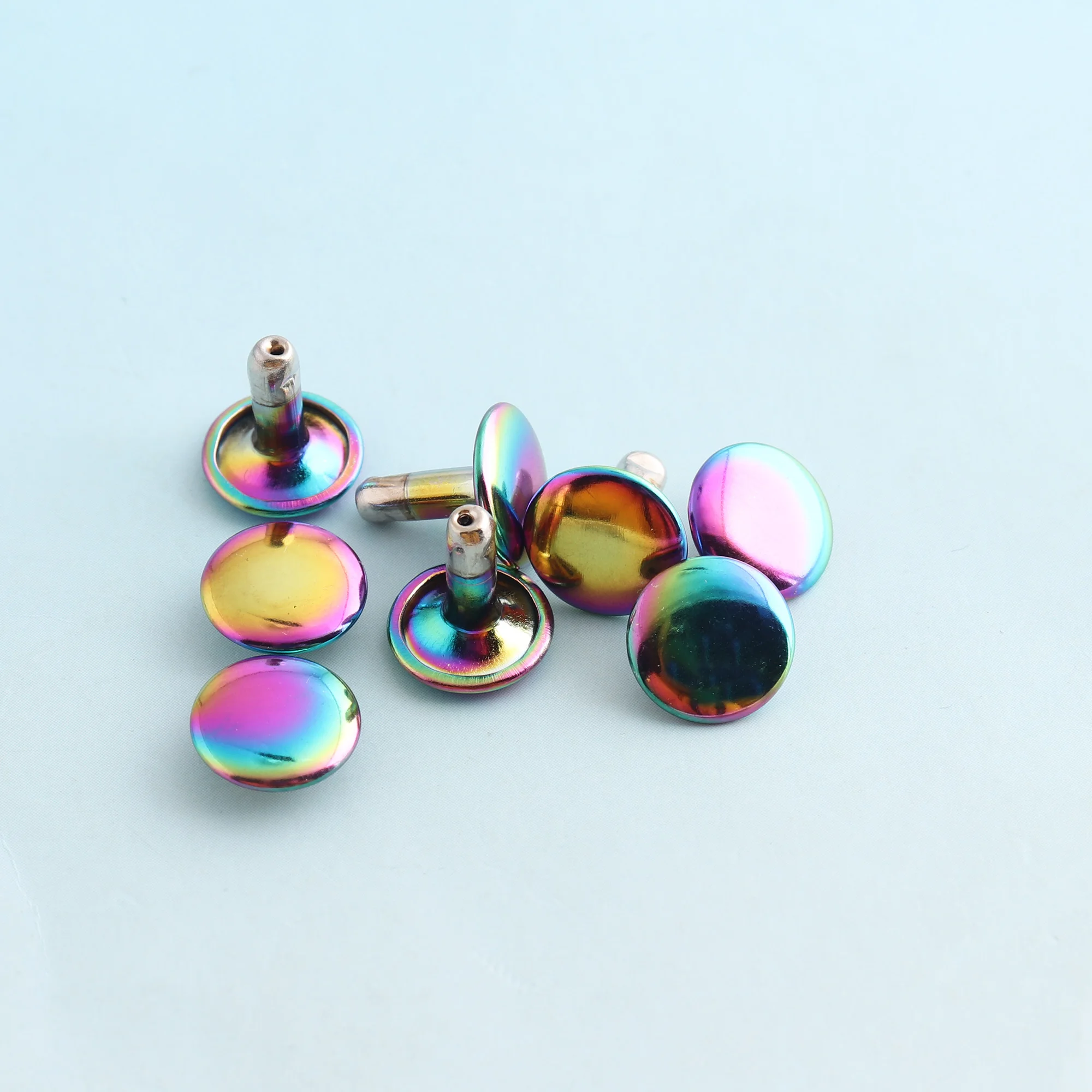 Double Cap Rivets 8mm/9mm/10mm Metal Rainbow Rivets Round Double Head Rivets Leather Studs for Bag/Belt