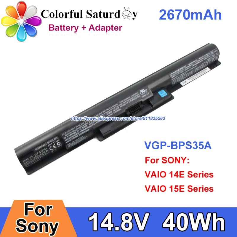 

Аккумулятор VGP-BPS35A 14,8 в для SONY VAIO 14E 15E SVF152C29M SVF152A29W SVF142C29M SVF152C29L SVF152A29M SVF1421X2EB SVF153A1YM