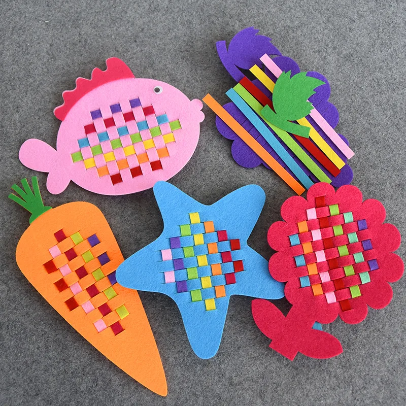 XICC DIY Non-woven Weaving Teaching Aids Children's Handmade Felt Craft Kindergarten Decoration Patch Kids Early Education Toys