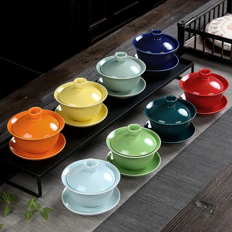

Керамические однотонные чайные чашки Sancai Gaiwan, простые бытовые чайные чашки, традиционная чайная чаша, поделки, чаша для питья