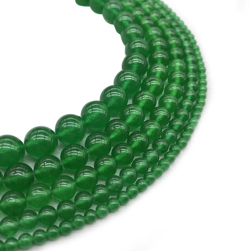 Natural Green Malay Jades Stone Round Loose Ball Beads for DIY Necklace Bracelet Jewelry Making 4 6 8 10 12 mm 15\