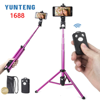 Yunteng 1388 VCT-1688 51in Selfie Stick with Wireless Charging Bluetooth Remote Portable Tripod Mount for Smartphone Live Stream