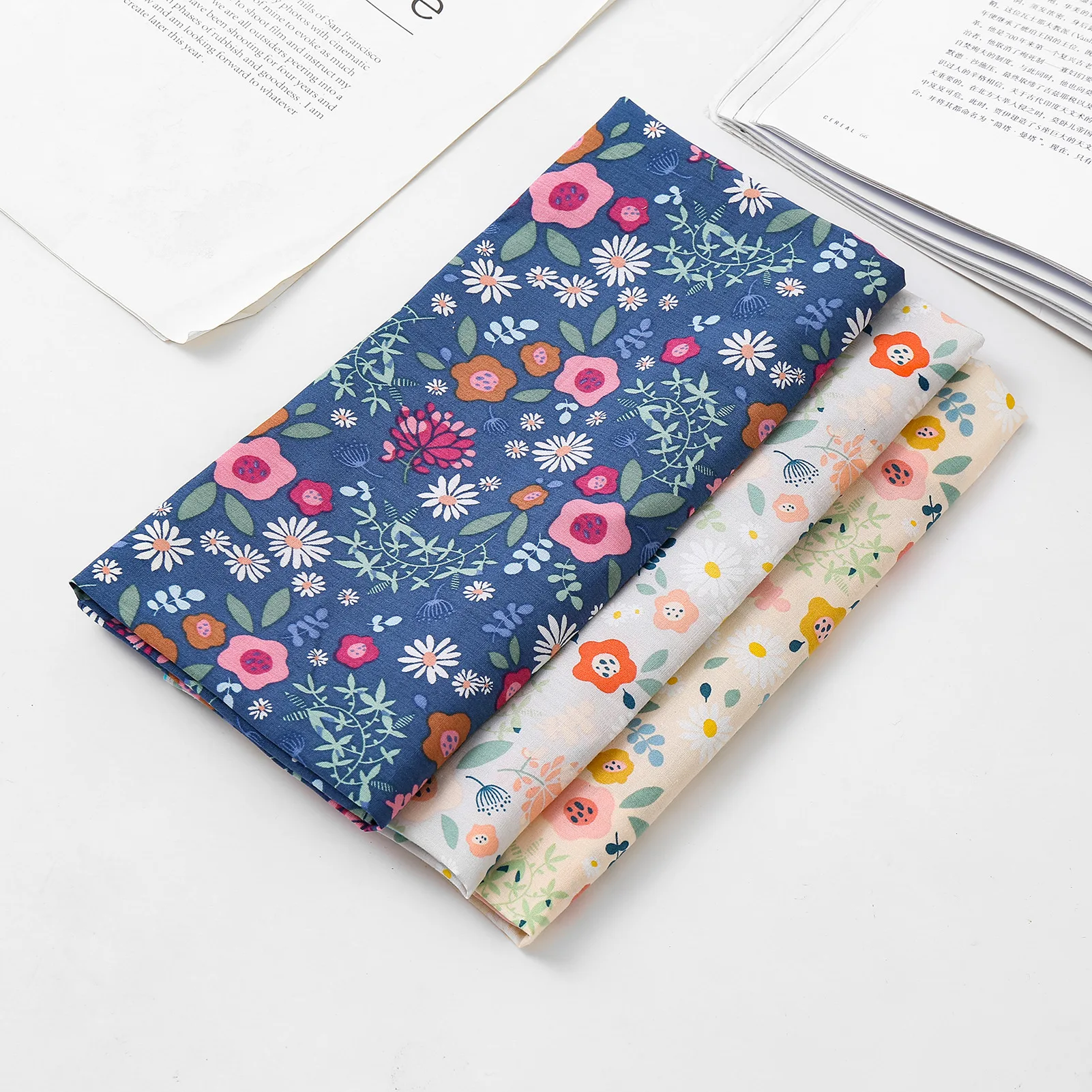 1 Set Women Printed Handkerchief Cotton Scarf For Female Fresh Cartoon Pocket Hankie Coloful Hankerchiefs For Party Gift Wedding