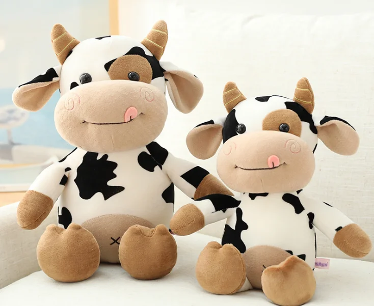nuovo giocattolo adorabile mucca da latte peluche cartone animato mucca cuscino da tiro bambola morbida giocattolo regalo di Natale b0389