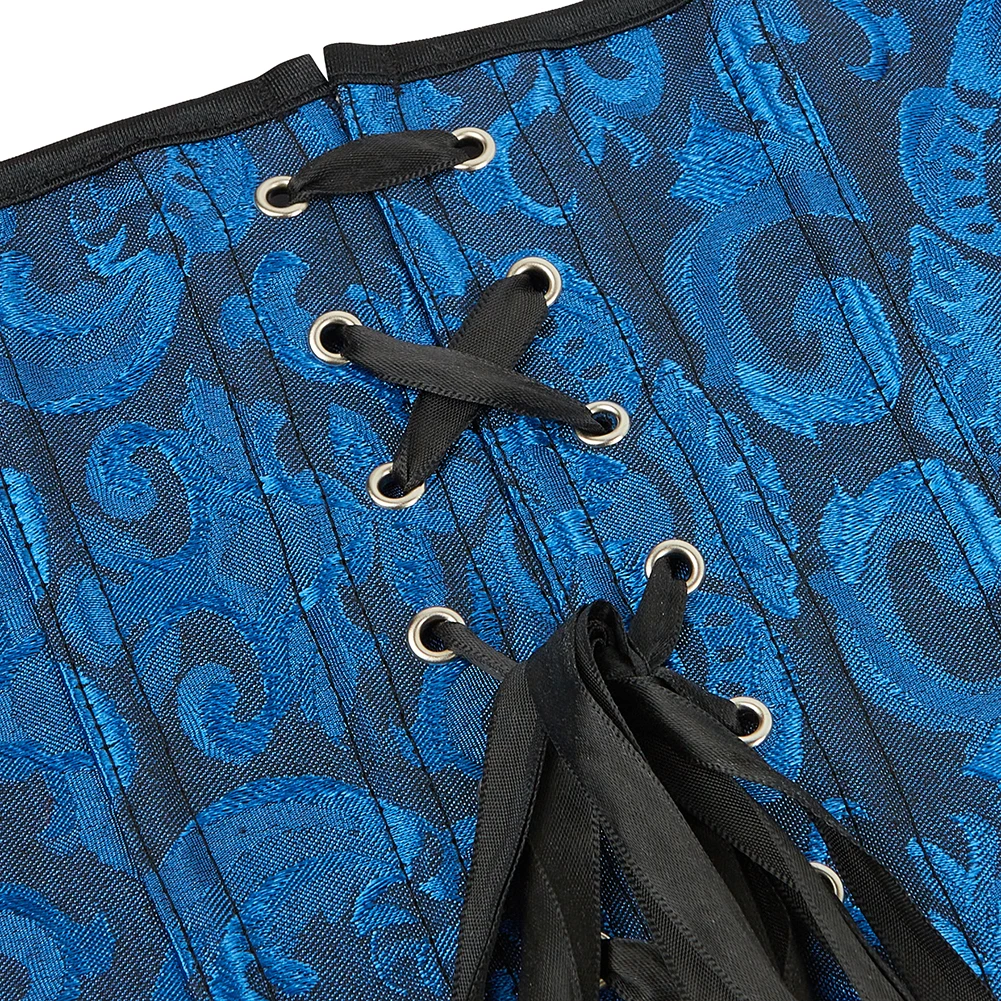 Damen Gothic Jacquard Unterbrust-Korsett Bustier Taillengürtel Schlankheits-Bodyshaper Korsett Dessous Übergröße Party Clubwear – Detail 32