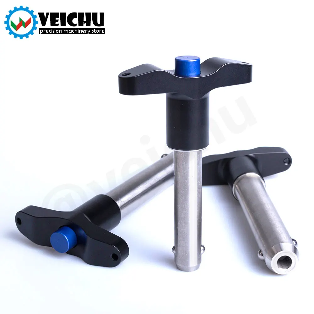 VEICHU 1pcs T-Handle Aluminum Grip Fastening Locating Safety Pins VCN117 Quick Release Button Pins Ball Lock Pins With Ring