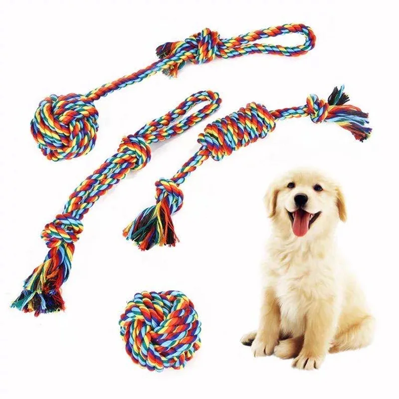 4pc Pet Dog Toys Teeth Clean Cotton Rope Bite Resistant Durable Braided Bone Rope Toys For Dogs Cats Pet Product