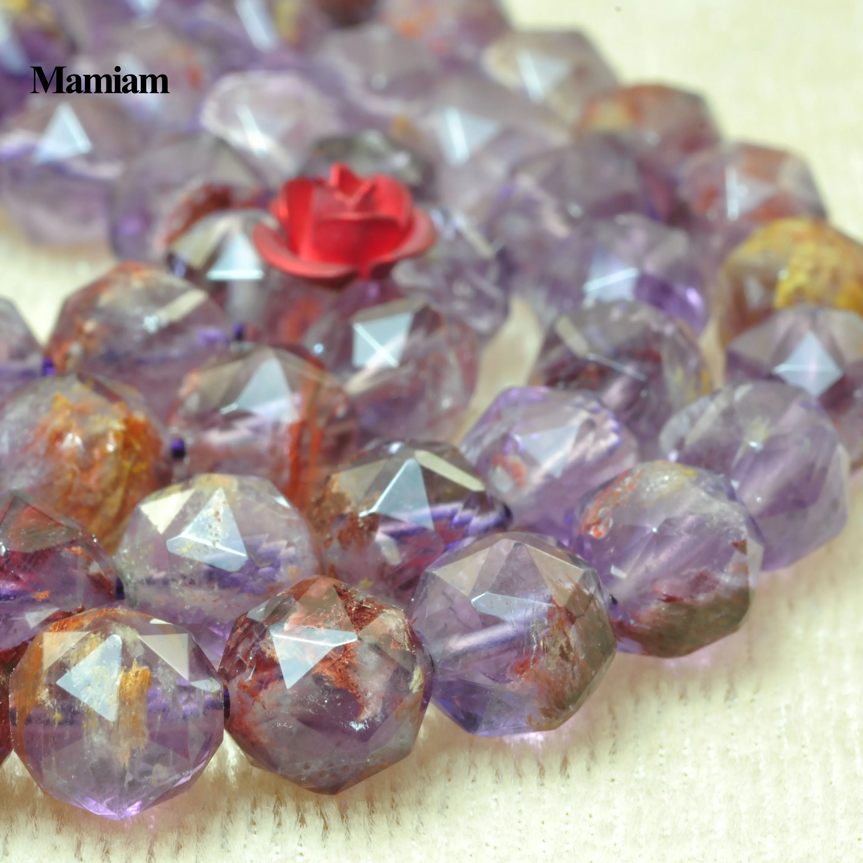 Mamiam Natural A Purple Crystal Phantom Ghost Diamond Faceted Beads 6mm 10mm Stone DIY Bracelet Necklace Jewelry Making Design