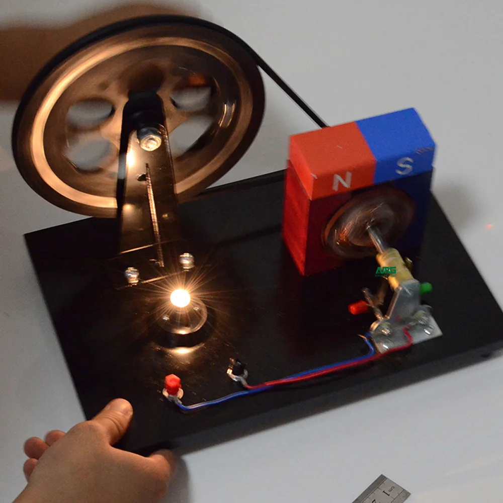 Manual Permanent Magnet Generator Small Model With Bulb By Hand Spinning For Physics Teaching