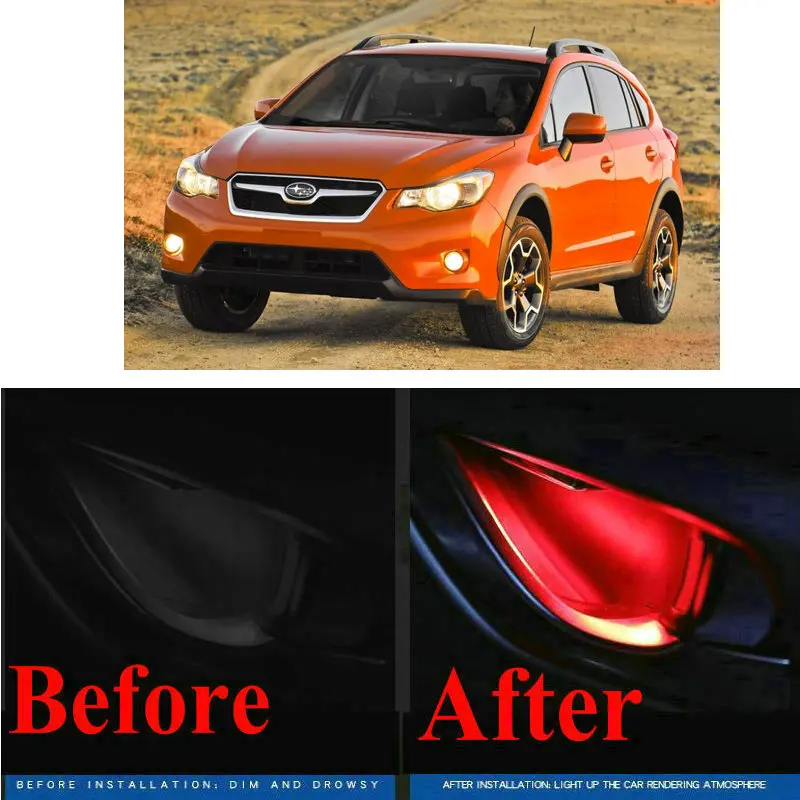 

4pc CF style stickers on cars interior inside door handle atmosphere lamp for Subaru baja xv crosstrek sti s209