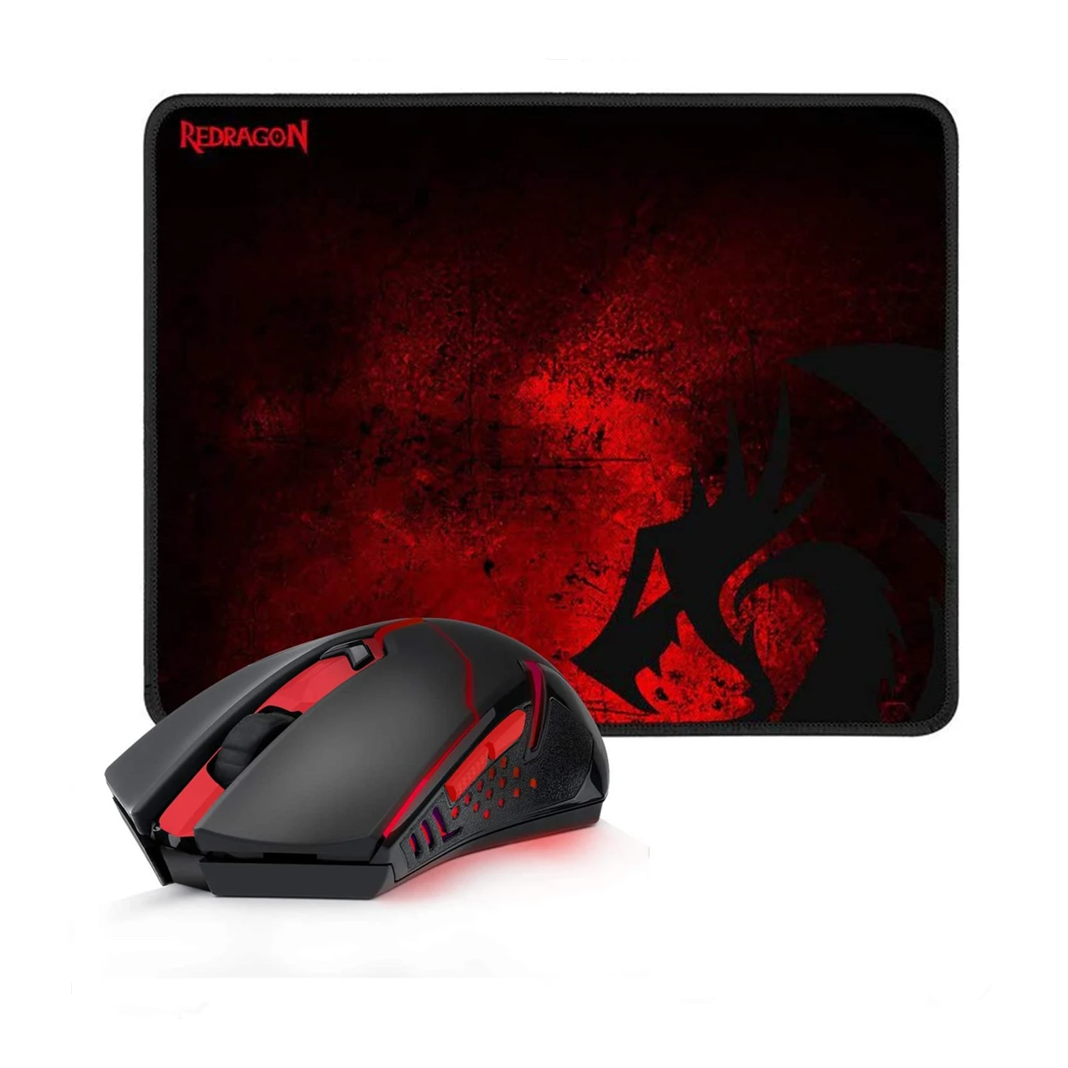 redragon m601 sem fio gaming mouse e mouse pad mmo botao mouse 2400 dpi led vermelho retroiluminado para windows pc gamer 01