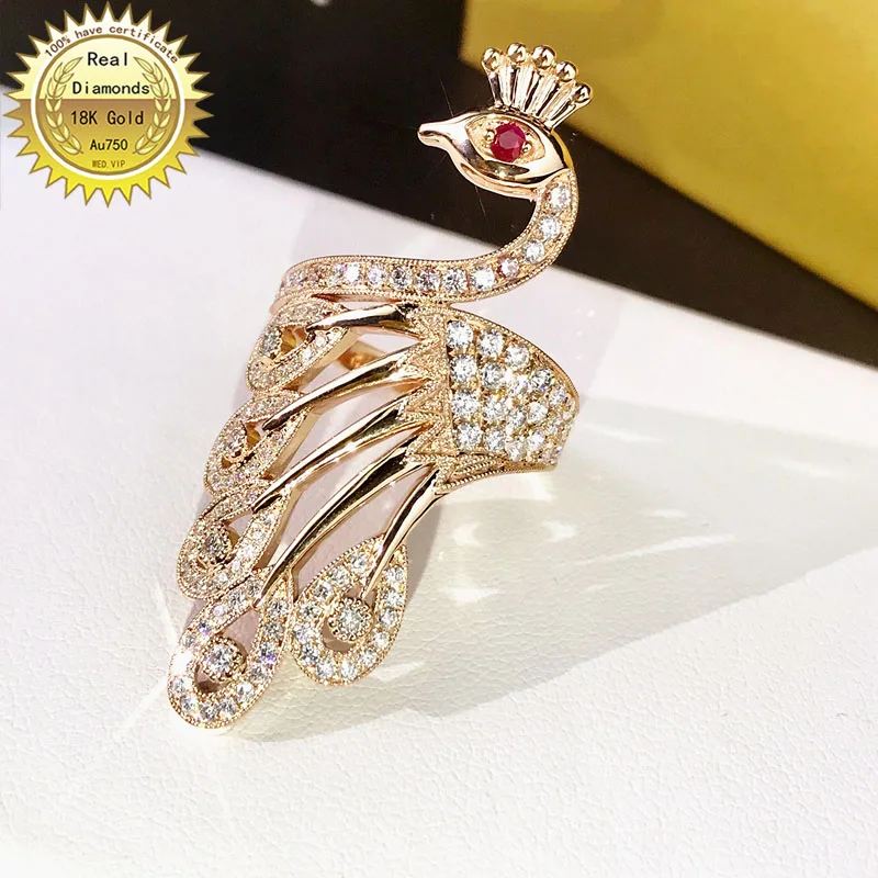 

18k gold ring Natural Real 1.38ct Diamond Ring Engagement&Wedding Jewellery have certificate 0030