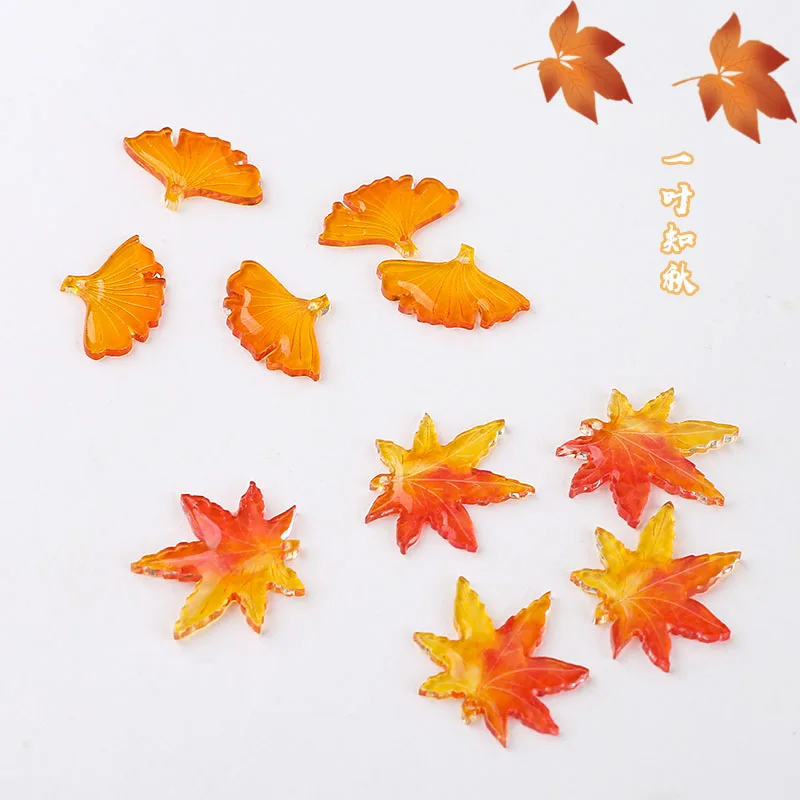 

Autumn style 50pcs/lot Gradient maple ginkgo biloba shape leave shape acrylc beads diy jewelry earring/garment pendant accessory