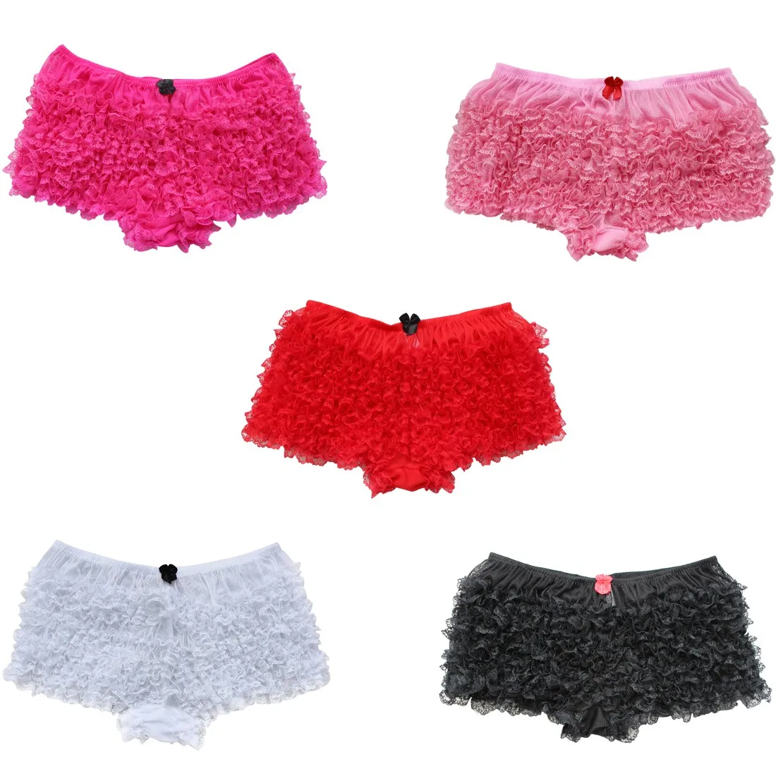 Women Ruffled Lace Frilly Knickers Panties Pettipants Bloomers Sissy Frilly BoyShorts Underwear Nightwear Lingerie Sleep Bottoms