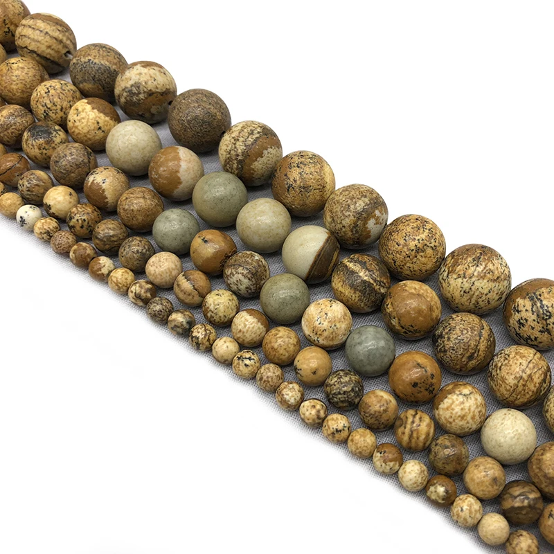 Natural  Picture Jaspers Stone Round Beads 15\