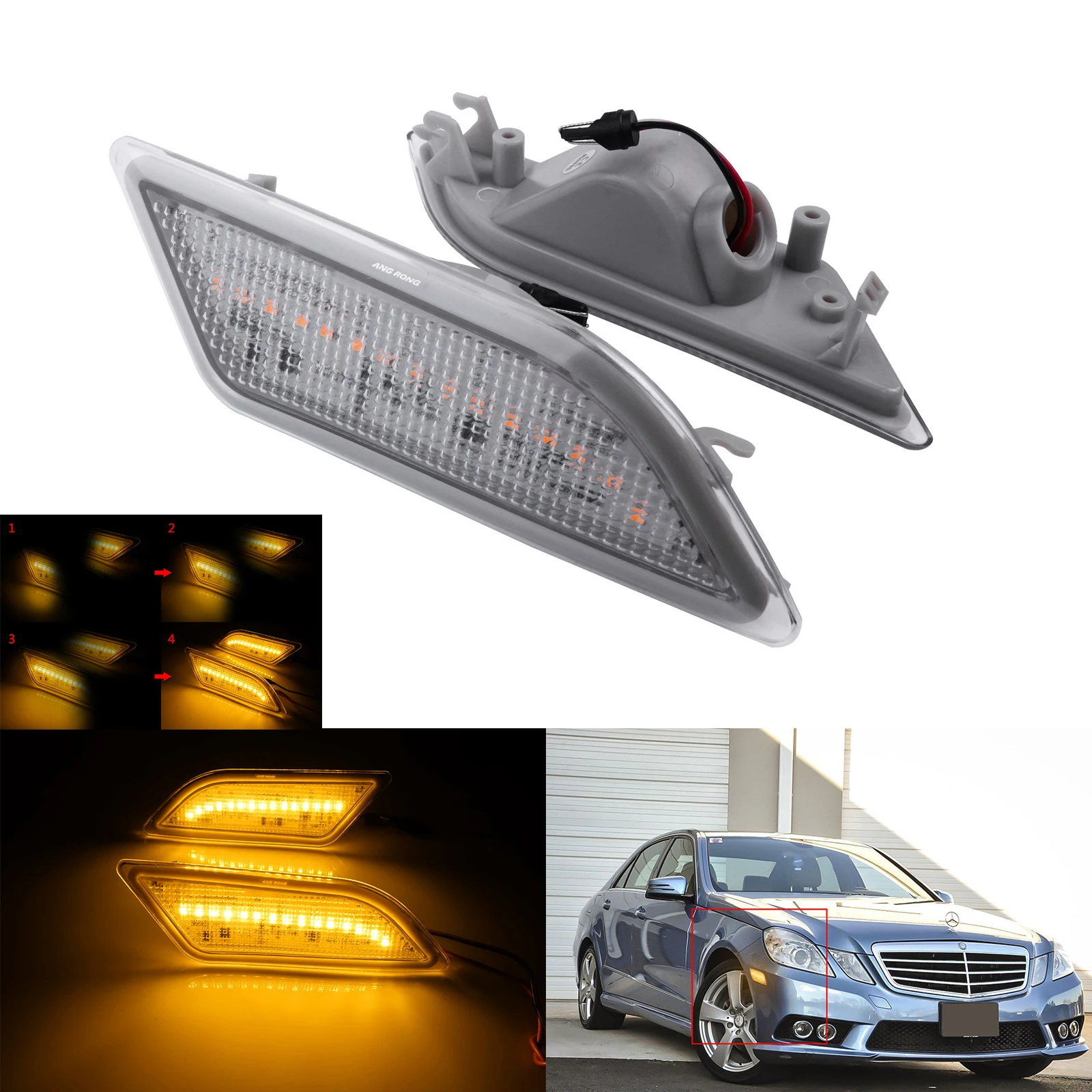 

Clear Lens LED Side Marker Signal Light For Mercedes Benz E Class W212 E350 E400 E550 E63