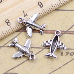 50pcs Charms Lover Plane Airplane 15x14mm Tibetan Pendants Antique Jewelry Making DIY Handmade Craft For Necklace