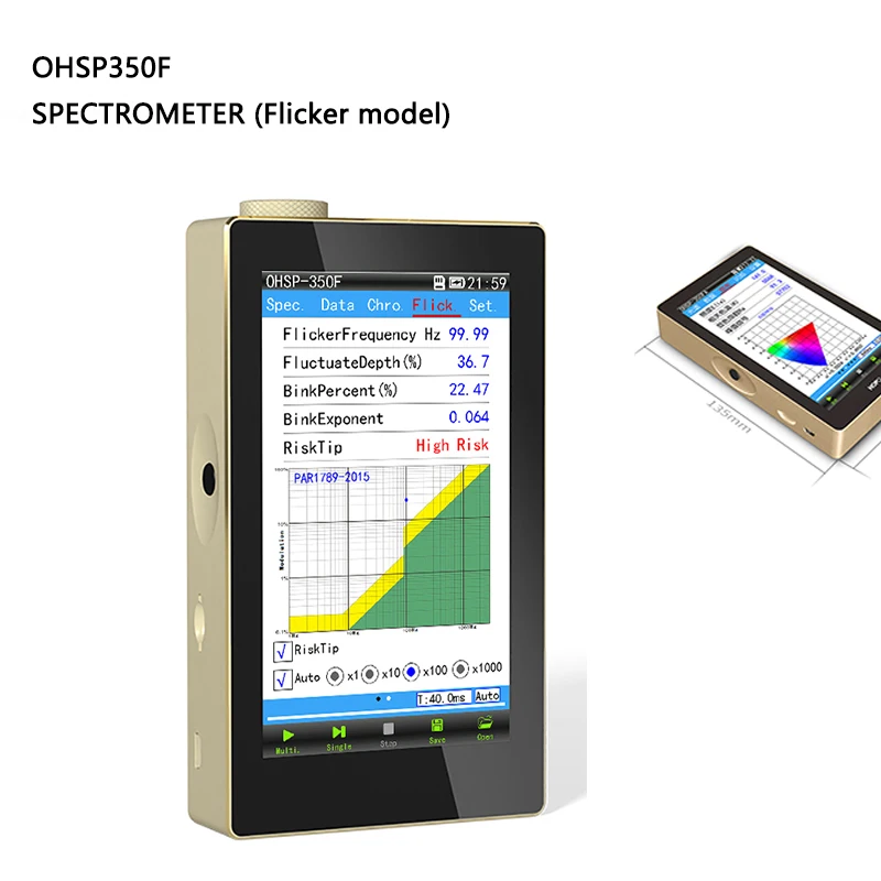 

OHSP350F Flicker Tester Portable Spectrometer for CCT CRI Lux Flicker