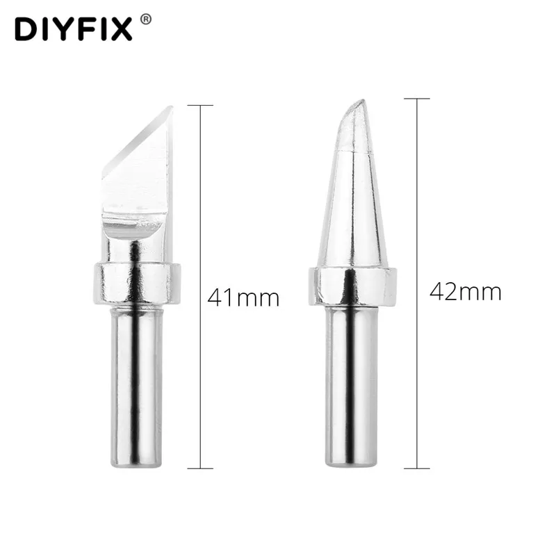 Diyfix 2Pcs Soldeerbout Tip Niet-magnetische Voor Soldeer Station Gereedschap Cutter Hoofd Precisie Loodvrij Solderen ijzer Tips