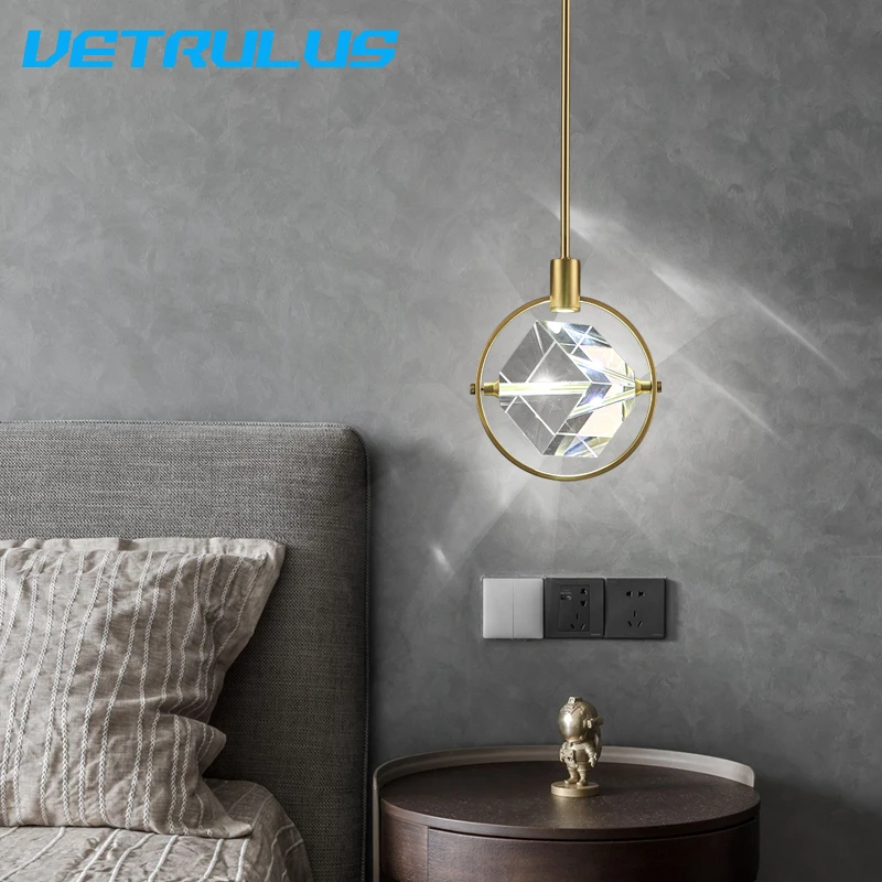 Nowoczesna lampa wisząca luksusowe Nordic kryty K9 kryształowe Led sufitowe lampa żyrandol kreatywny przy łóżku sztuki żelaza Bar dekoracji wnętrz
