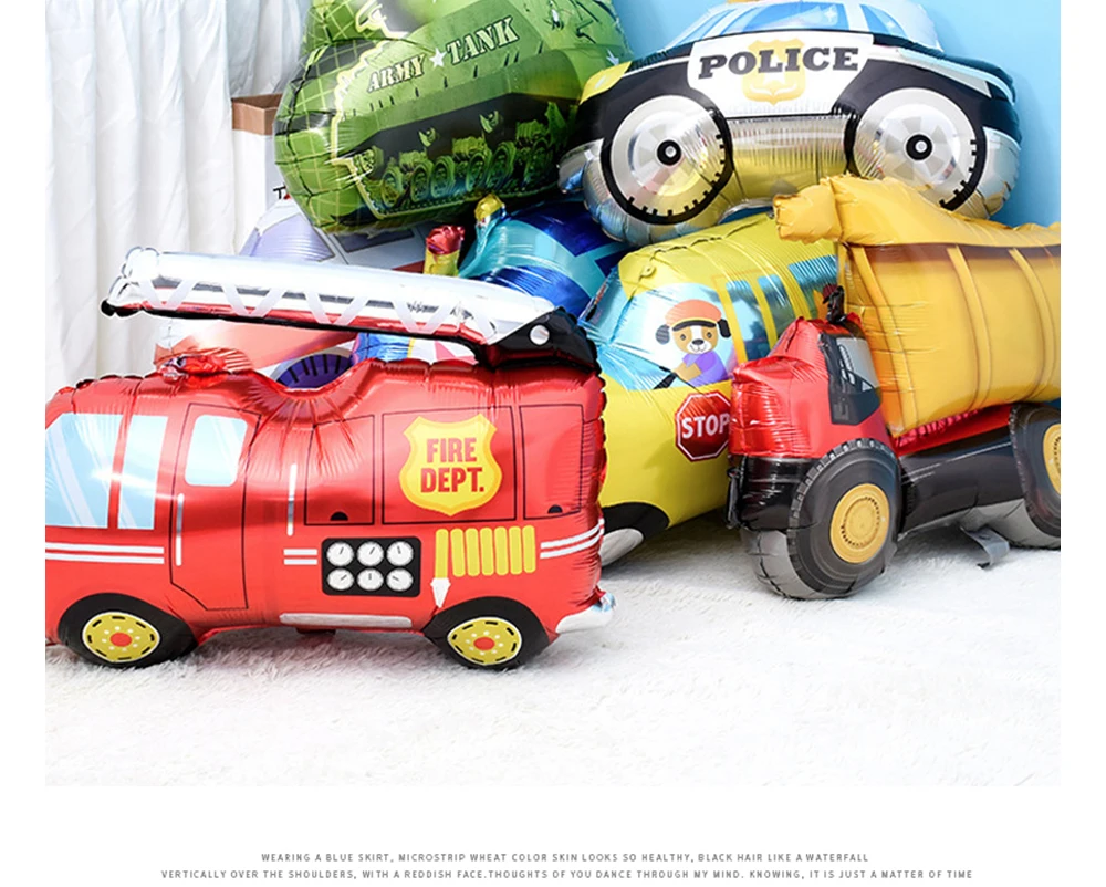 Flugzeug Auto Folie Helium Luftballons Bus Polizei Auto Feuerwehrauto Engineering Modell Ballon Junge Kinder Thema Geburtstag Party Dekoration – Detail 3