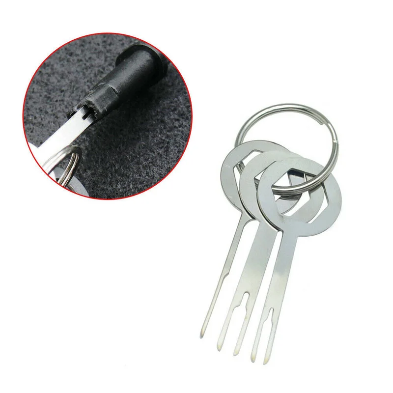 3pcs Aluminum Car Terminal Removal Tool Set Wiring Connector Pin Release Extractor Puller Gadget Universal Car Accessories