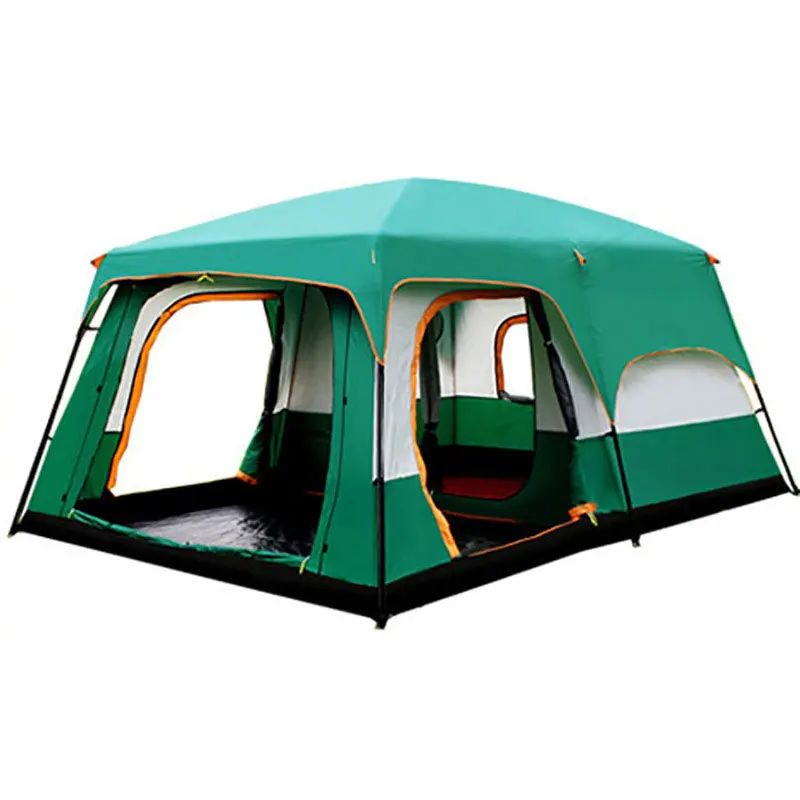 Outdoor Double Deck Two Bedrooms And Four Seasons Camping Waterproof Tent 8-12 People Picnic Large Space Camping Tent