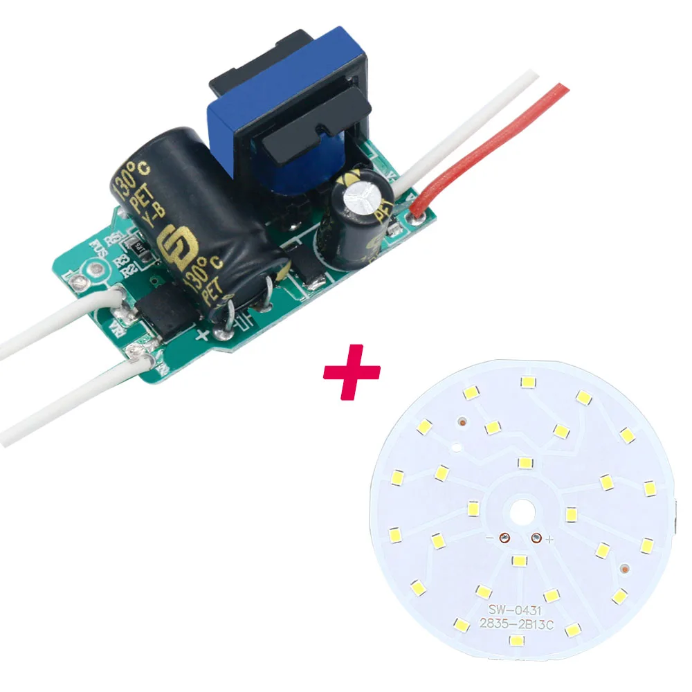 A Set of Led SMD2835 with Driver3 W 5W 7W 9W 12W 15W 18W LED diode Round Light Source on board For Lampada LED Spotlight