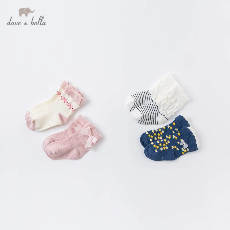 DB15691 dave bella autumn fashion baby girls lolita bow floral cartoon sock children girl socks